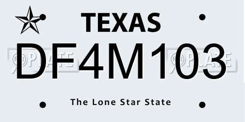 DF4M103 Texas License Plate