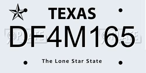 DF4M165 Texas License Plate