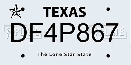 DF4P867 Texas License Plate