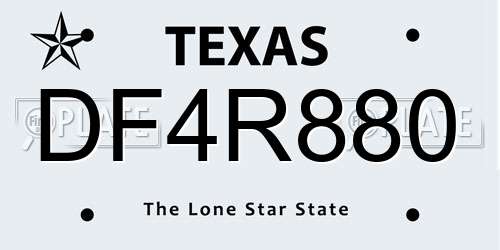 DF4R880 Texas License Plate