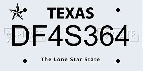 DF4S364 Texas License Plate
