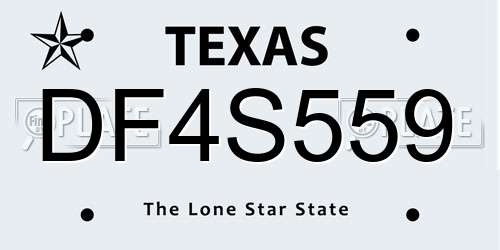 DF4S559 Texas License Plate