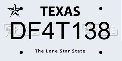 DF4T138 Texas License Plate