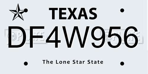 DF4W956 Texas License Plate