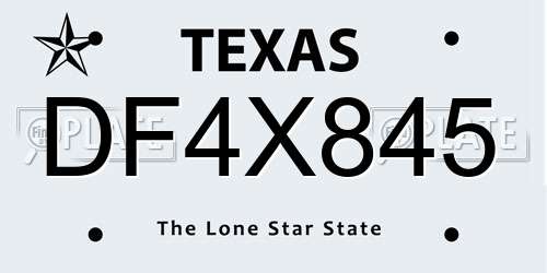 DF4X845 Texas License Plate