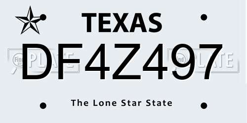 DF4Z497 Texas License Plate
