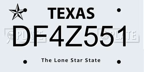 DF4Z551 Texas License Plate
