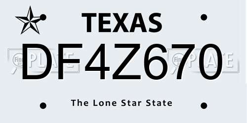 DF4Z670 Texas License Plate