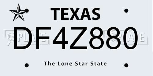 DF4Z880 Texas License Plate
