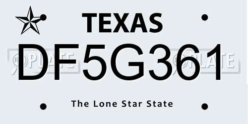 DF5G361 Texas License Plate
