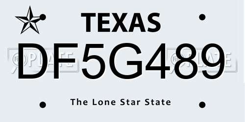 DF5G489 Texas License Plate
