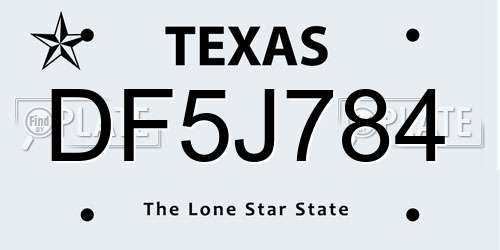 DF5J784 Texas License Plate