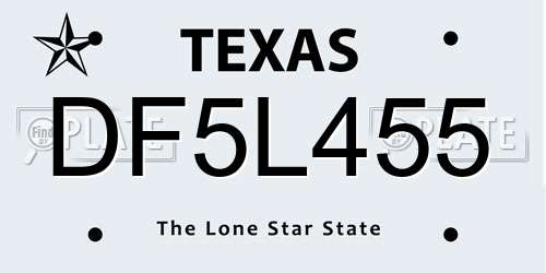 DF5L455 Texas License Plate