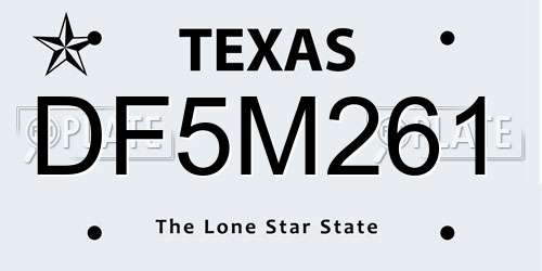 DF5M261 Texas License Plate