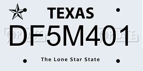 DF5M401 Texas License Plate