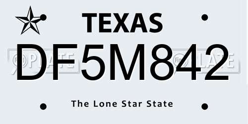 DF5M842 Texas License Plate