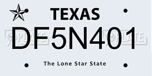 DF5N401 Texas License Plate