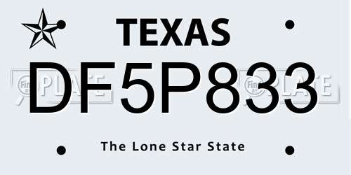 DF5P833 Texas License Plate