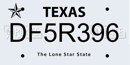 DF5R396 Texas License Plate