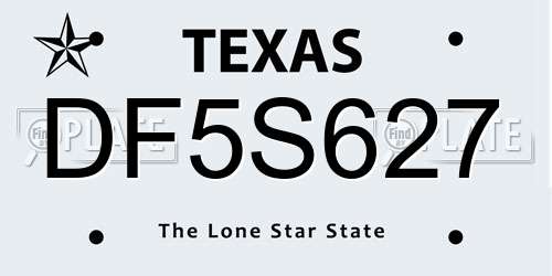 DF5S627 Texas License Plate