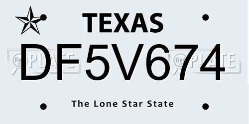 DF5V674 Texas License Plate