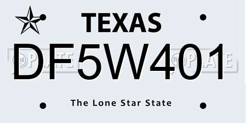 DF5W401 Texas License Plate