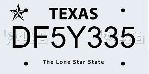 DF5Y335 Texas License Plate