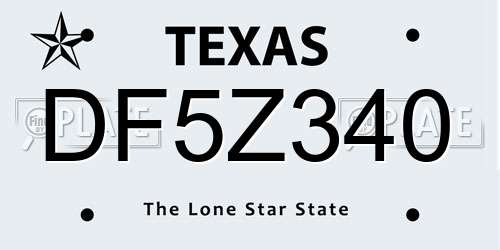 DF5Z340 Texas License Plate