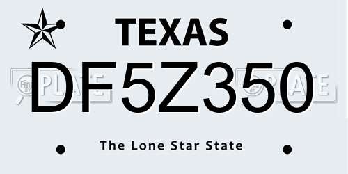 DF5Z350 Texas License Plate