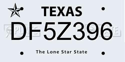 DF5Z396 Texas License Plate