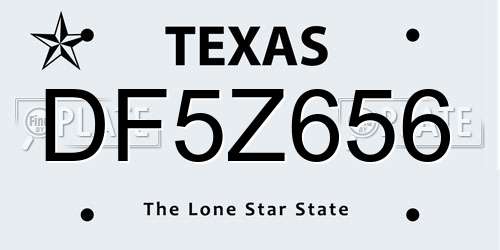 DF5Z656 Texas License Plate