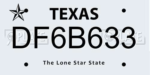 DF6B633 Texas License Plate