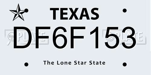 DF6F153 Texas License Plate