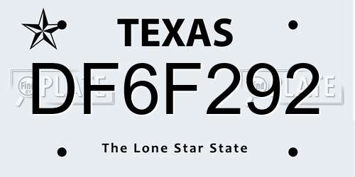 DF6F292 Texas License Plate