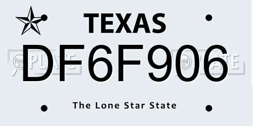 DF6F906 Texas License Plate