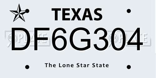 DF6G304 Texas License Plate