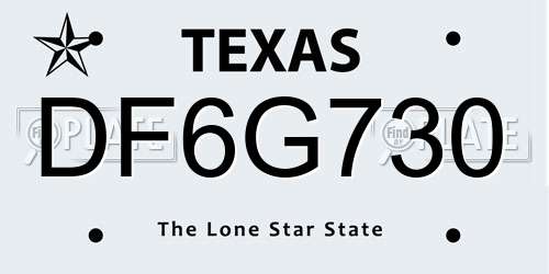 DF6G730 Texas License Plate
