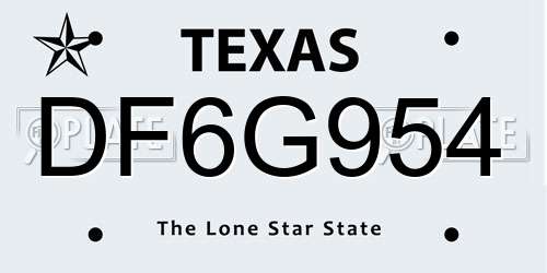 DF6G954 Texas License Plate