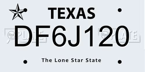 DF6J120 Texas License Plate
