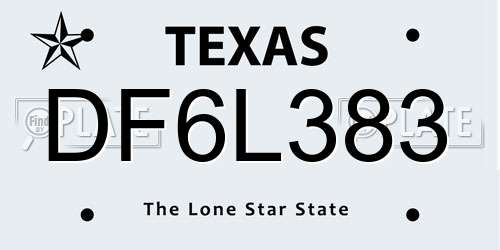 DF6L383 Texas License Plate