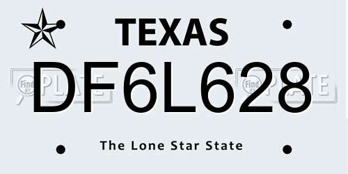 DF6L628 Texas License Plate