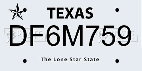 DF6M759 Texas License Plate