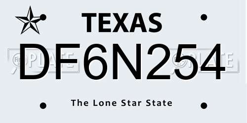 DF6N254 Texas License Plate