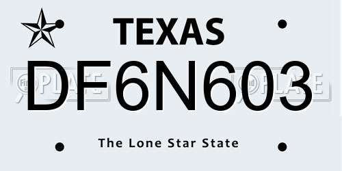 DF6N603 Texas License Plate