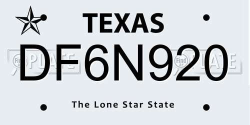 DF6N920 Texas License Plate