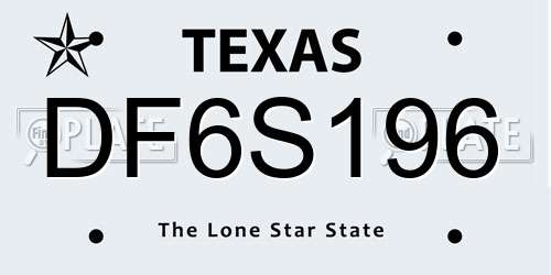 DF6S196 Texas License Plate