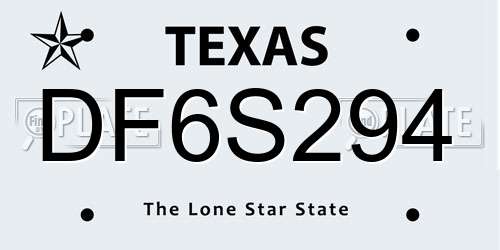 DF6S294 Texas License Plate
