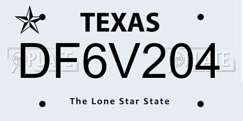 DF6V204 Texas License Plate