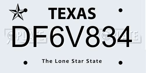 DF6V834 Texas License Plate
