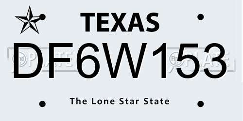DF6W153 Texas License Plate